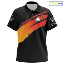 Load image into Gallery viewer, Black and Orange gradient flame golf ball Kid golf polo shirts custom Kid golf clothes golfer gifts NQS10168