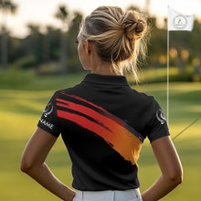 Load image into Gallery viewer, Black and Orange gradient flame golf ball Women golf polo shirts custom ladies golf clothes NQS10168