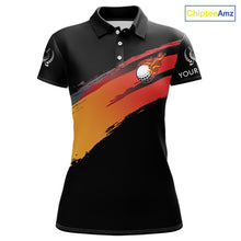 Load image into Gallery viewer, Black and Orange gradient flame golf ball Women golf polo shirts custom ladies golf clothes NQS10168
