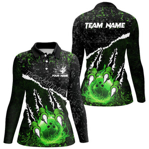 Green Flame Bowling Ball Black Camo Bowling shirts for Women custom Team bowling League jerseys NQS9004