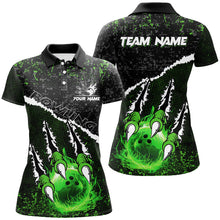 Load image into Gallery viewer, Green Flame Bowling Ball Black Camo Bowling shirts for Women custom Team bowling League jerseys NQS9004