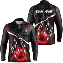 Load image into Gallery viewer, Red Flame Bowling Ball Black Camo Bowling shirts for Men custom Team bowling League jerseys NQS9005