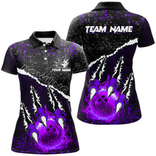 Load image into Gallery viewer, Purple Flame Bowling Ball Black Camo Bowling shirts for Women custom Team bowling League jerseys NQS9006