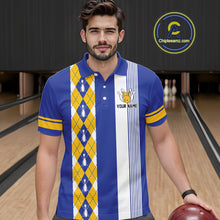 Load image into Gallery viewer, Retro Blue and Yellow argyle pattern Bowling shirts For Men custom bowling team jersey Bowler Outfits NQS11108