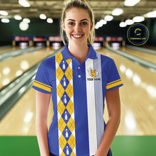Load image into Gallery viewer, Retro Blue &amp; Yellow argyle pattern Bowling shirts For Women custom bowling team jersey Bowler Outfits NQS11108