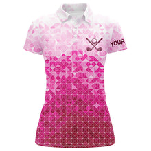 Load image into Gallery viewer, Womens golf polos shirts custom name Pink pattern golf apparel, cool polo shirts for ladies NQS9248