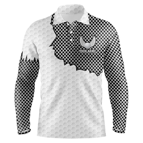 White golf ball pattern metal Mens golf polos shirts custom cool polo shirts for men, golfing gifts NQS9251