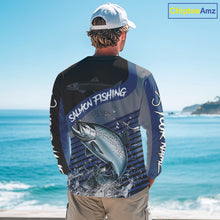 Load image into Gallery viewer, Chinook Salmon fishing Custom UV protection fishing long sleeve shirt, Salmon Fishing jerseys | Blue NQS11311
