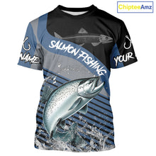 Load image into Gallery viewer, Chinook Salmon fishing Custom UV protection fishing long sleeve shirt, Salmon Fishing jerseys | Blue NQS11311