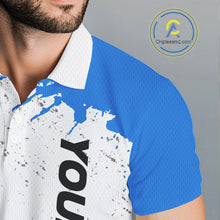 Load image into Gallery viewer, Blue and White Mens Golf polo shirts Custom team golf outfit, Personalized golf attire for men NQS11316