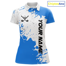 Load image into Gallery viewer, Blue and White Women's Golf polo shirts Custom team golf outfit, Personalized golf attire for ladies NQS11316
