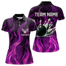Load image into Gallery viewer, Women bowling Polo, Quarter Zip shirts Custom Pink Flame Bowling Team Jersey, gift for team Bowlers NQS9603