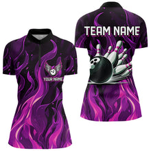 Load image into Gallery viewer, Women bowling Polo, Quarter Zip shirts Custom Pink Flame Bowling Team Jersey, gift for team Bowlers NQS9603