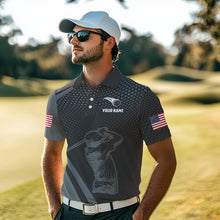 Load image into Gallery viewer, Golf Polo Shirts For Men Custom Team Name golf tops for mens, unique golf gifts | Black NQS9748
