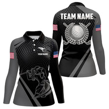 Load image into Gallery viewer, Golf Polo Shirts For Women Custom Team Name golf tops for ladies, unique golf gifts | Black NQS9748