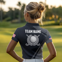 Load image into Gallery viewer, Golf Polo Shirts For Women Custom Team Name golf tops for ladies, unique golf gifts | Black NQS9748