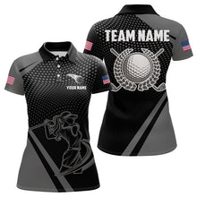 Load image into Gallery viewer, Golf Polo Shirts For Women Custom Team Name golf tops for ladies, unique golf gifts | Black NQS9748