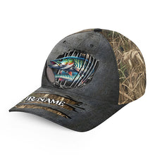 Load image into Gallery viewer, Musky fishing camo Custom fishing hat Unisex Fishing Baseball Angler Muskellunge cap NQS3247