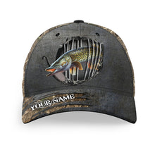 Load image into Gallery viewer, Northern Pike fishing camo Custom fishing hat Unisex Fishing Baseball Angler pike cap NQS3248