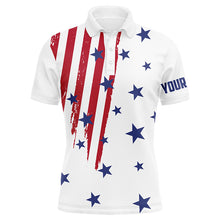 Load image into Gallery viewer, Personalized white golf polos shirts for men American flag 4th July custom patriot best men golf wears NQS5556