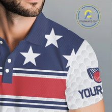 Load image into Gallery viewer, Red, White and Blue American Flag Mens golf polo shirts custom patriotic golf attire for mens NQS10006