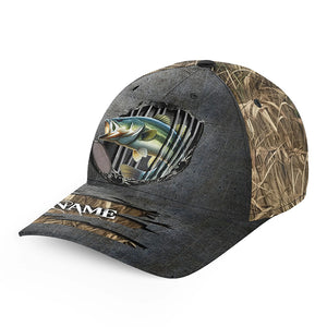 Largemouth bass fishing camo Custom fishing hat Unisex Fishing Baseball Angler bass hat cap NQS2008