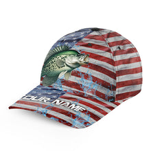 Load image into Gallery viewer, American flag patriot Crappie Fishing Baseball Angler Hat Cap, Personalized Crappie Fishing Gifts NQS8109