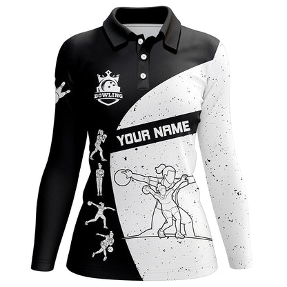 Black and white Bowling polo shirts for women custom Bowling Team League Shirt bowl gifts for ladies NQS6211
