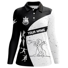 Load image into Gallery viewer, Black and white Bowling polo shirts for women custom Bowling Team League Shirt bowl gifts for ladies NQS6211
