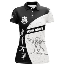 Load image into Gallery viewer, Black and white Bowling polo shirts for women custom Bowling Team League Shirt bowl gifts for ladies NQS6211