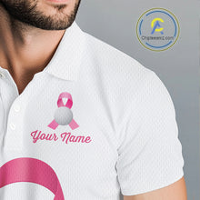 Load image into Gallery viewer, Pink ribbon golf ball clubs Mens polo golf shirts Custom Breast cancer awareness team golf jerseys NQS10506