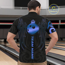 Load image into Gallery viewer, Black and Blue crown Bowling ball Polo, Quarter Zip Shirts for Men Custom Bowling Team jerseys NQS10730