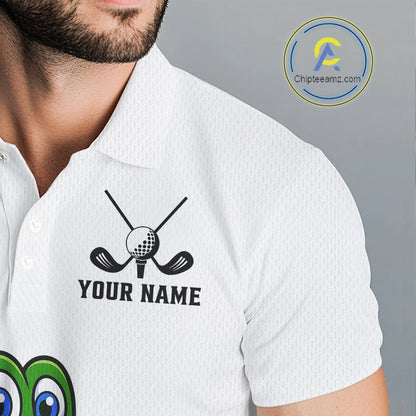 Green and White Funny Alligator Golf Polo Shirt For Men Custom men's golf apparel funny golf gifts NQS10738