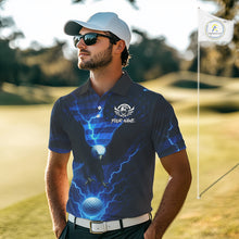Load image into Gallery viewer, Blue lightning Thunder American Flag Eagle Golf Polo Shirt For Men Custom mens golf outfit NQS10737