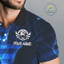 Load image into Gallery viewer, Blue lightning Thunder American Flag Eagle Golf Polo Shirt For Men Custom mens golf outfit NQS10737