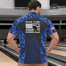 Load image into Gallery viewer, Mens Bowling Polo, Quarter Zip Shirts Custom blue camo American flag team bowling League Jerseys NQS11116