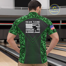 Load image into Gallery viewer, Mens Bowling Polo, Quarter Zip Shirts Custom green camo American flag team bowling League Jerseys NQS11117