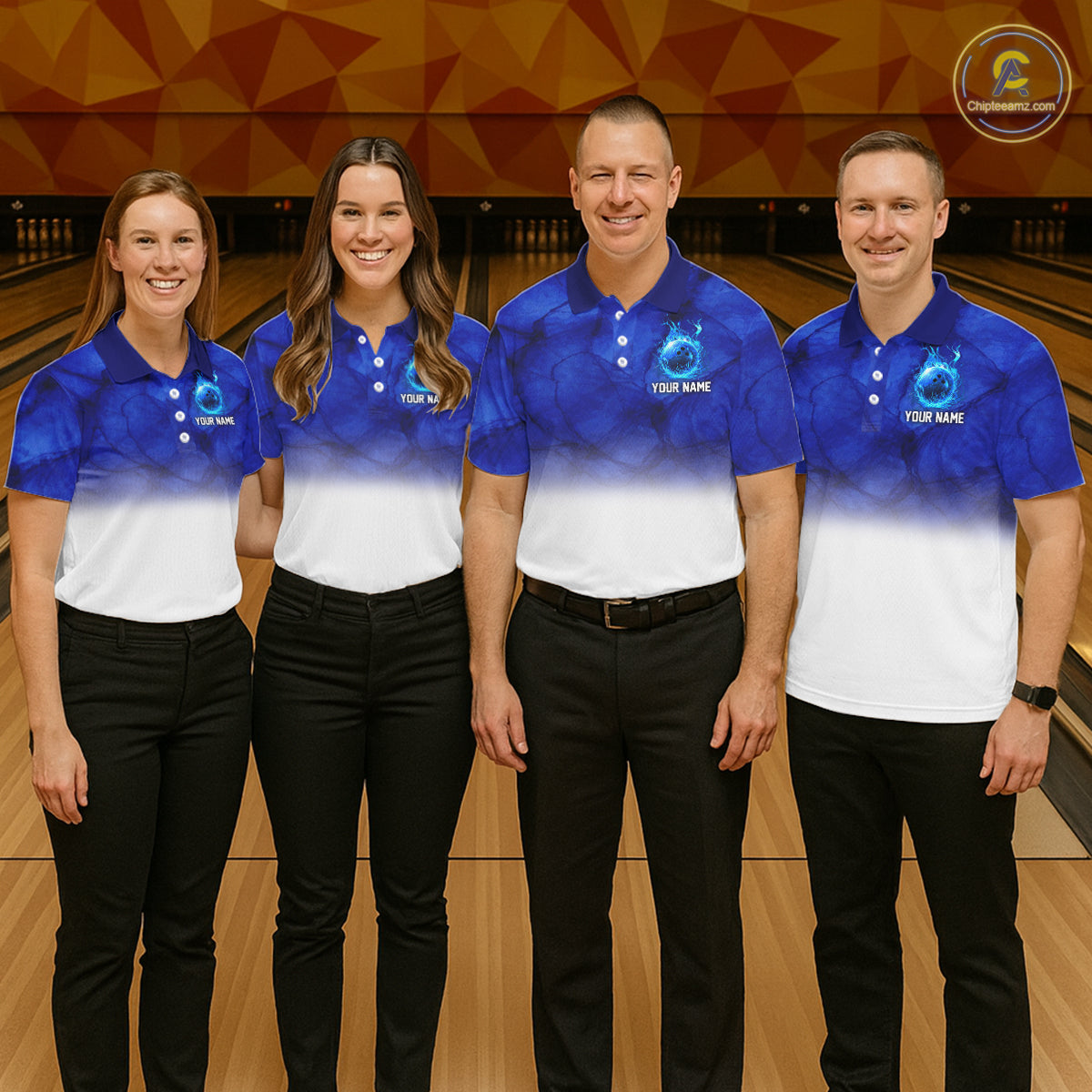 Blue and White Bowling Polo, Quarter Zip Shirt For Women Custom Team Bowling jerseys NQS11321
