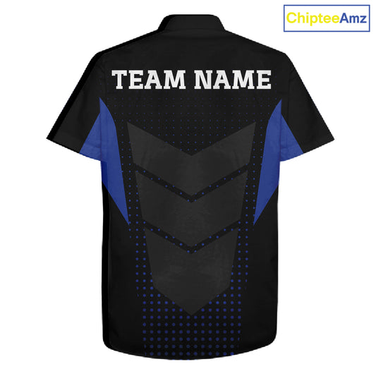 Navy blue and Black Bowling Hawaiian Shirt Custom Team bowling button up jerseys NQS11532