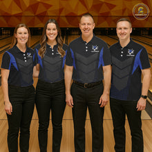 Load image into Gallery viewer, Navy blue and Black Womens Bowling Jerseys Custom Team bowling polo shirts, bowling zip jerseys NQS11532