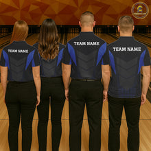Load image into Gallery viewer, Navy blue and Black Womens Bowling Jerseys Custom Team bowling polo shirts, bowling zip jerseys NQS11532