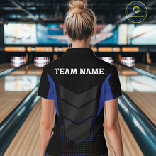 Load image into Gallery viewer, Navy blue and Black Womens Bowling Jerseys Custom Team bowling polo shirts, bowling zip jerseys NQS11532