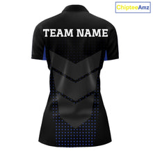 Load image into Gallery viewer, Navy blue and Black Womens Bowling Jerseys Custom Team bowling polo shirts, bowling zip jerseys NQS11532