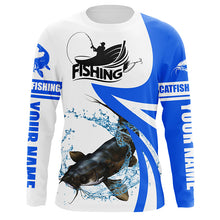 Load image into Gallery viewer, Flathead Catfish fishing Custom UV protection long sleeve fishing shirt, Catfish fishing jersey | Blue NQS5033