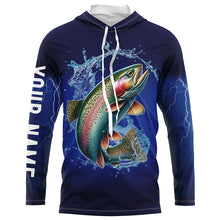 Load image into Gallery viewer, Rainbow Trout Fishing blue lightning 3D All Over printed Customized Name Fishing apparel NQS313