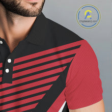 Load image into Gallery viewer, American Flag Golf polo shirts For Mens custom patriotic golf top for men, golfing gifts | Black NQS10016