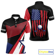 Load image into Gallery viewer, American Flag Golf polo shirts For Mens custom patriotic golf top for men, golfing gifts | Black NQS10016