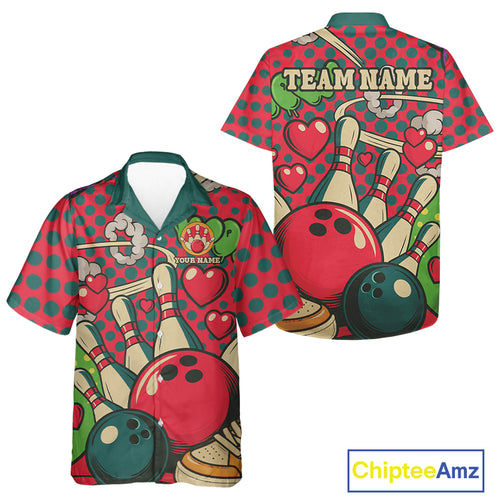 Colorful Bowling Hawaiian shirt Custom vintage retro bowling team league jerseys NQS10174