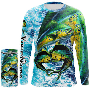 Mahi mahi fishing blue sea water camo Custom UV protection performance long sleeve fishing shirts NQS8123