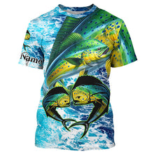 Load image into Gallery viewer, Mahi mahi fishing blue sea water camo Custom UV protection performance long sleeve fishing shirts NQS8123